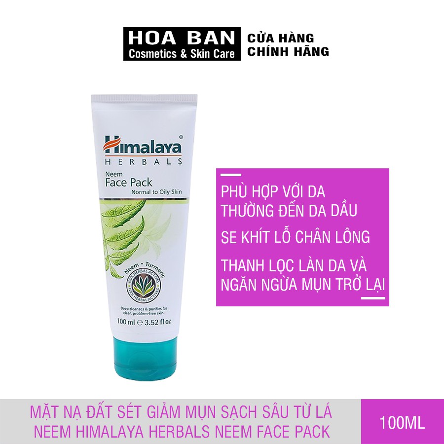 [Date Mới] Mặt nạ đất sét giảm mụn sạch sâu từ lá neem Himalaya Herbals Neem Face Pack 100ml - HM06