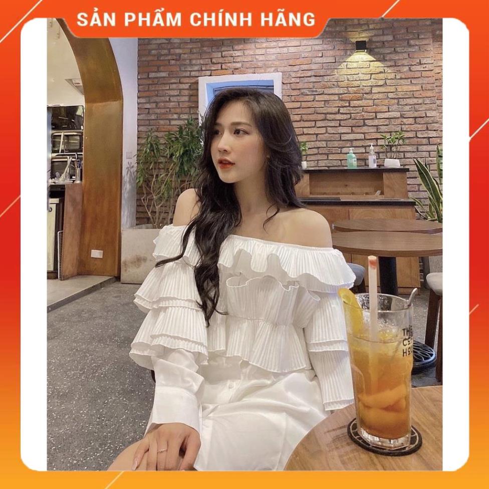 [ HÀNG HIỆU] [ HÀNG HIỆU] Áo sơ mi xếp ly trễ vai Simbabo