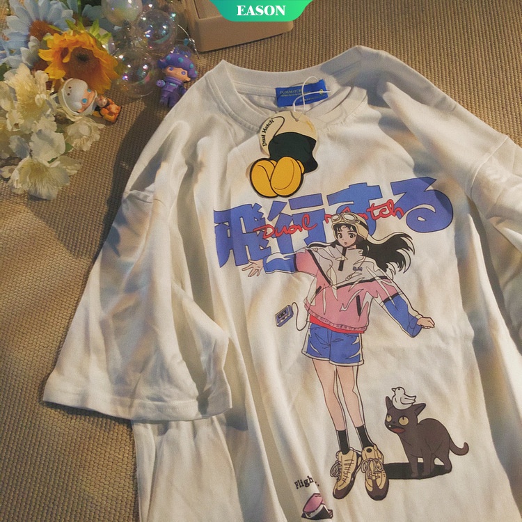 Sanrio Áo Thun Tay Ngắn Dáng Rộng In Hình Phong Cách vintage 150kg Thời Trang Harajuku Cho Nữ