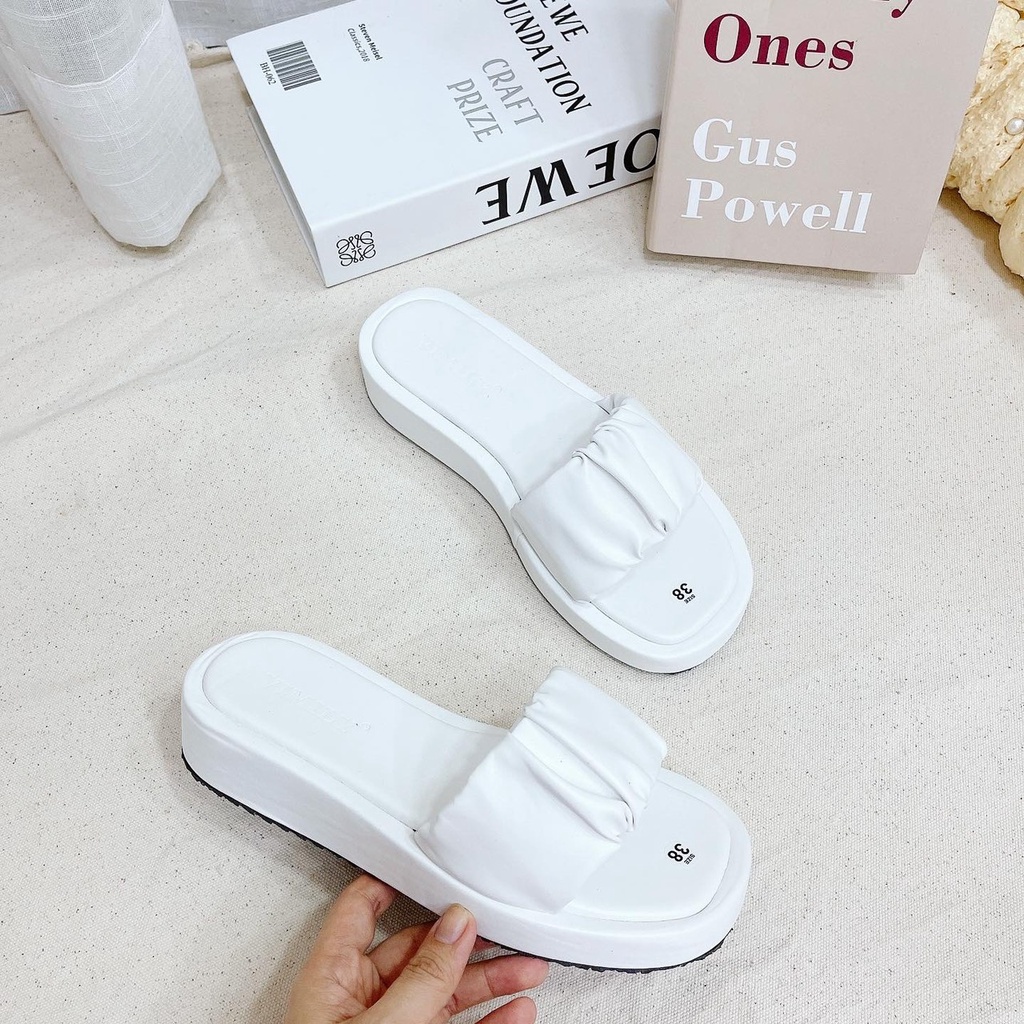 Dép nữ quai ngang nhún siêu xinh đế cao