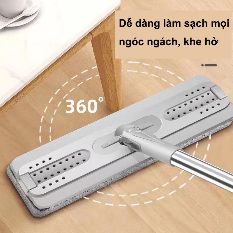 Bộ Cây Lau Nhà 360 Độ Tự Vắt Thông Minh Xoay 2 Vách Ngăn Tách Nước Bẩn Cao Cấp -Tặng 2 Miếng Lau, Nhỏ Gọn Tiện Lợi