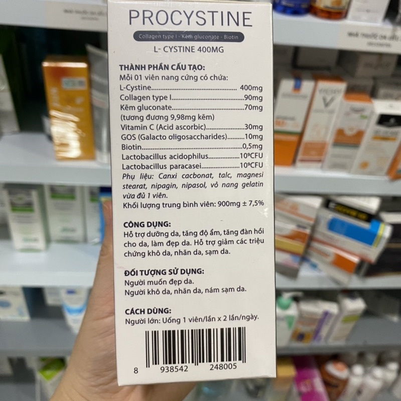 Viên uống giảm mụn trắng da Procystine 60 viên - Hàng chính hãng - Nhà Thuốc Da Liễu 24h Hà Nội