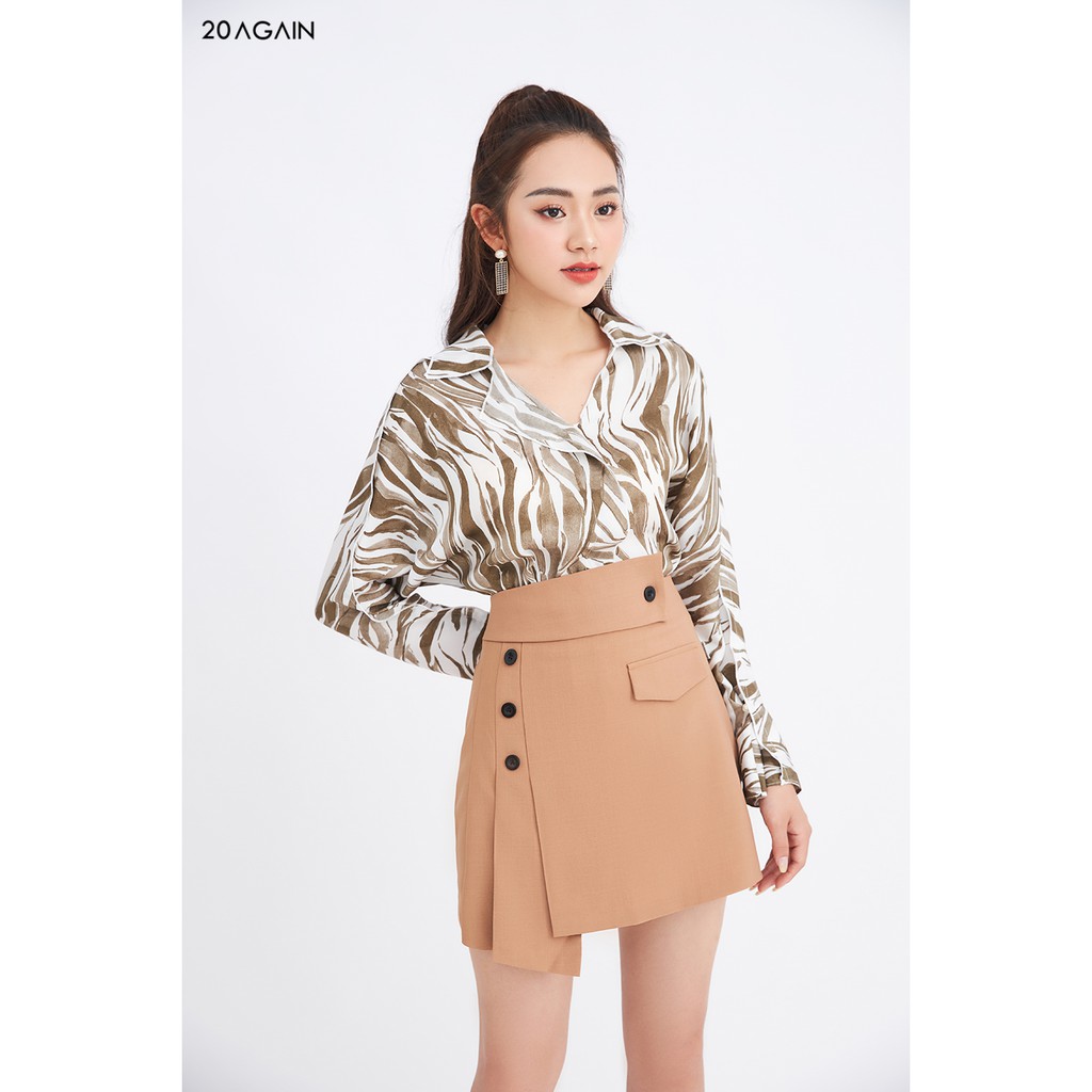 [Mã WABR20AG15 giảm 10% đơn 99K] Chân váy xòe ly lệch 1 bên 20AGAIN JXA1226 | BigBuy360 - bigbuy360.vn