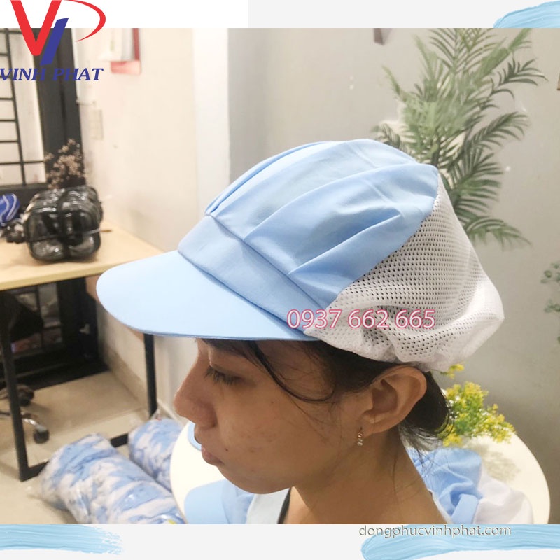 Nón Vải Lưới Trùm Tóc Màu Xanh Chế Biến Thực Phẩm Thủy Sản - Mũ Trùm Tóc - Vĩnh Phát