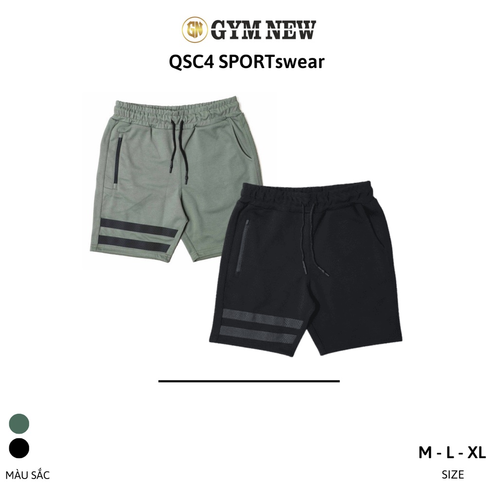 Quần đùi short QC4 2 sọc Full Cotton