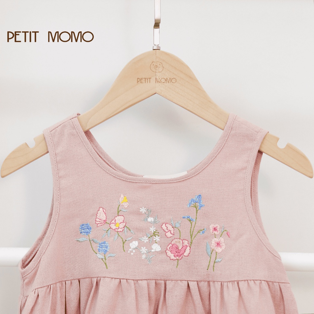 Váy 3 Lỗ Điệu Đà Cho Bé Gái (1 - 6 Tuổi) Petit Momo Màu Sắc Chất Liệu Vải Thô Siêu Mát Hoạ Tiết Hoa Nhí Thêu Ngực H149