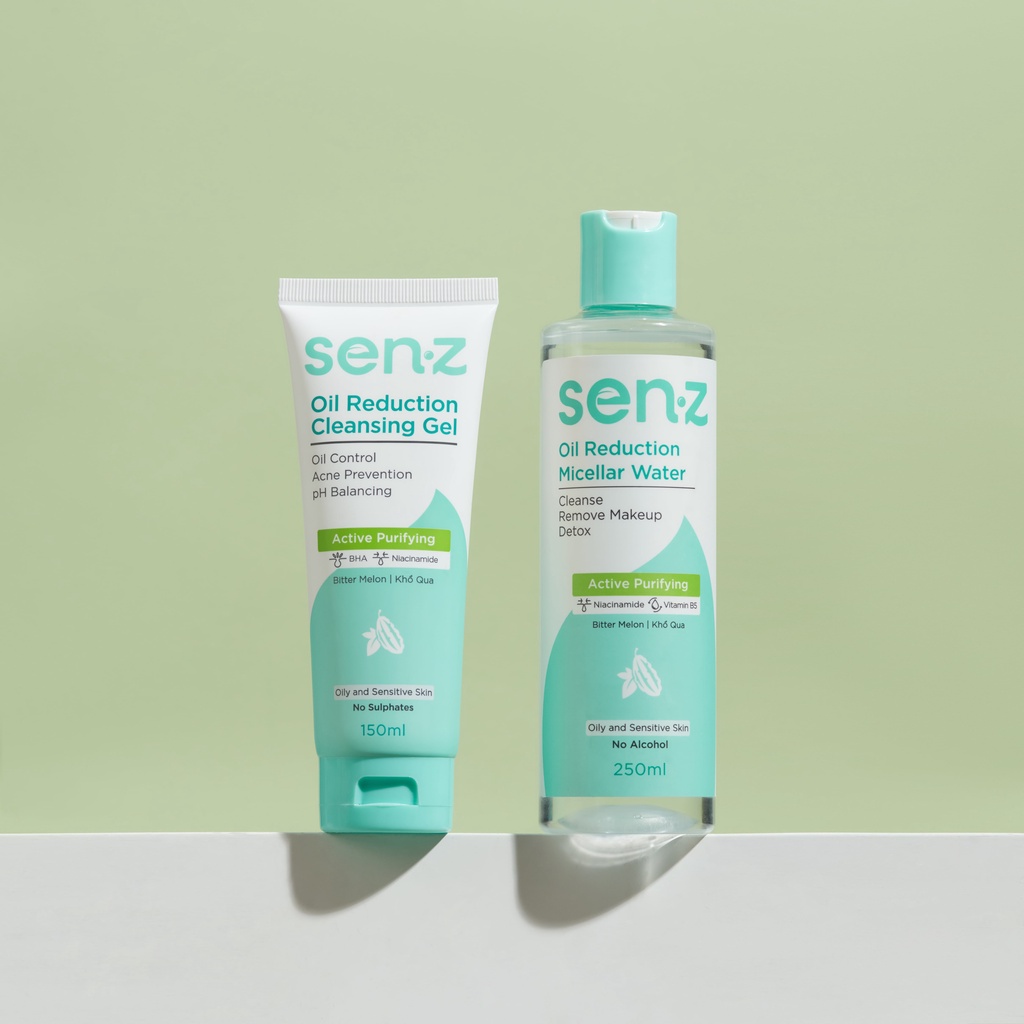 Bộ đôi SenZ Sữa rửa mặt Facial Wash 150ml + Tẩy Trang Micellar Water 250ml Chiết Xuất Từ Tự Nhiên