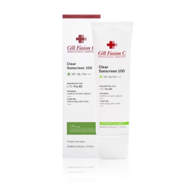 Kem chống nắng Cell Fusion C Xanh Clear Sunscreen 100 SPF 50+ PA+++