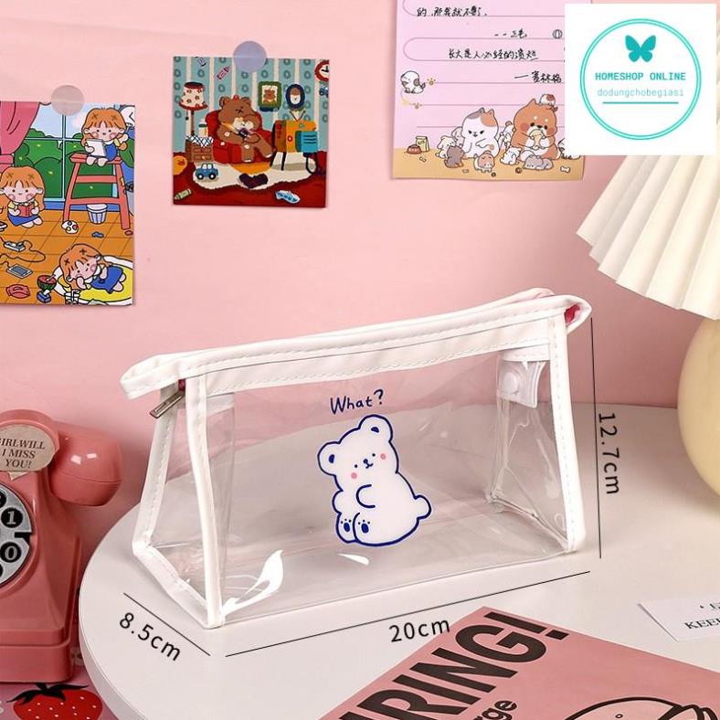 Túi đựng bút mỹ phẩm trong suốt hình tam giác in họa tiết dễ thương HOME SHOP ONLINE