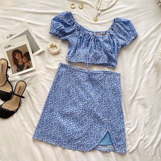 𝐌𝐈𝐀 𝐑𝐈𝐓𝐓𝐀💗 Chân váy xanh hoa nhí💖 Chất thô mát V932