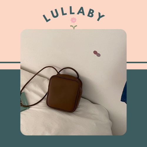 LUDC047 Túi đeo chéo dáng hộp trơn tone nâu vintage