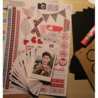 [Hot Sale] set nguyên liệu làm sổ scrapbook