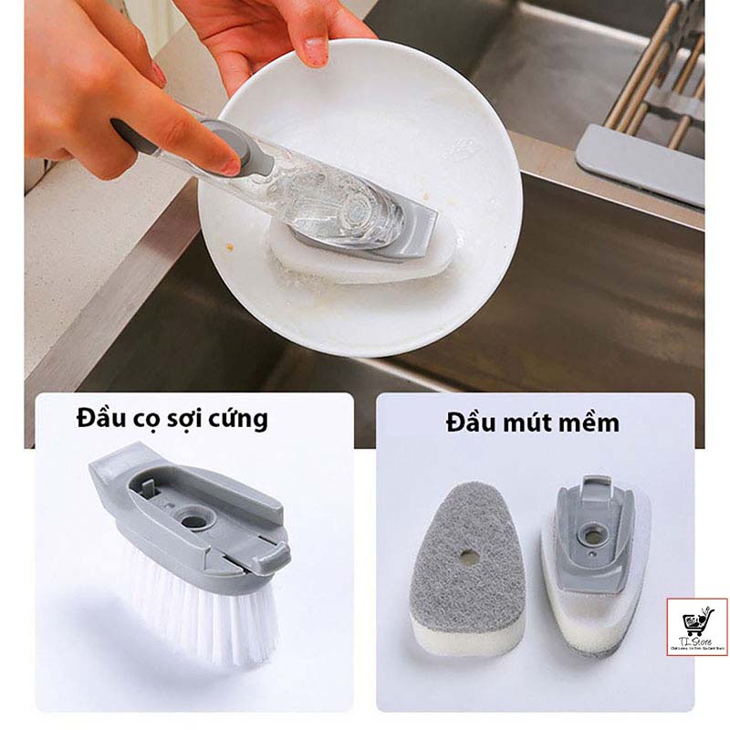 Cọ rửa chén thần kỳ kitchen tools clean up + 1 Đầu Mút Mềm (CHỔI CỌ RỬA CHÉN)