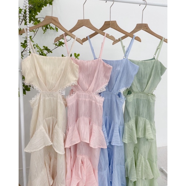 ĐẦM MAXI HỞ EO XANH LÁ