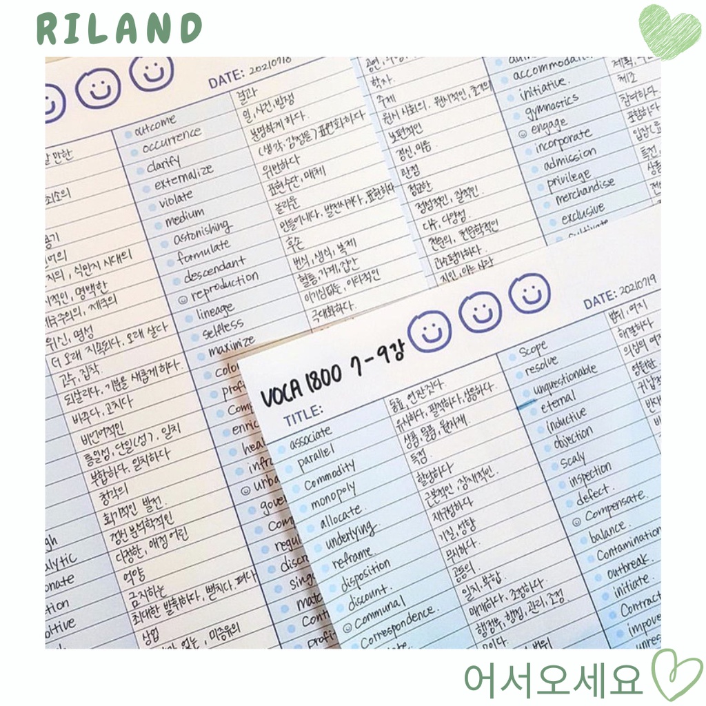 TẬP GIẤY NOTE  WORD LIST GHI CHÉP HỌC TỪ VỰNG B5 MẶT CƯỜI - Riland