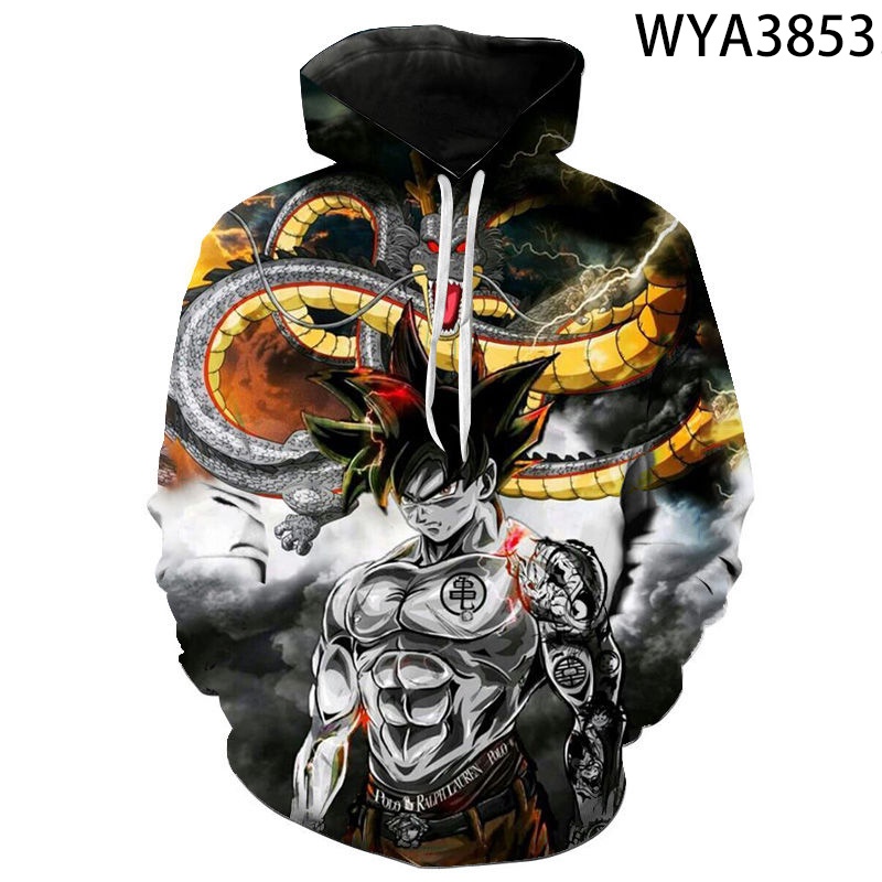 Áo hoodie chui đầu in họa tiết anime Dragon Ball 3D thời trang cho nam và nữ