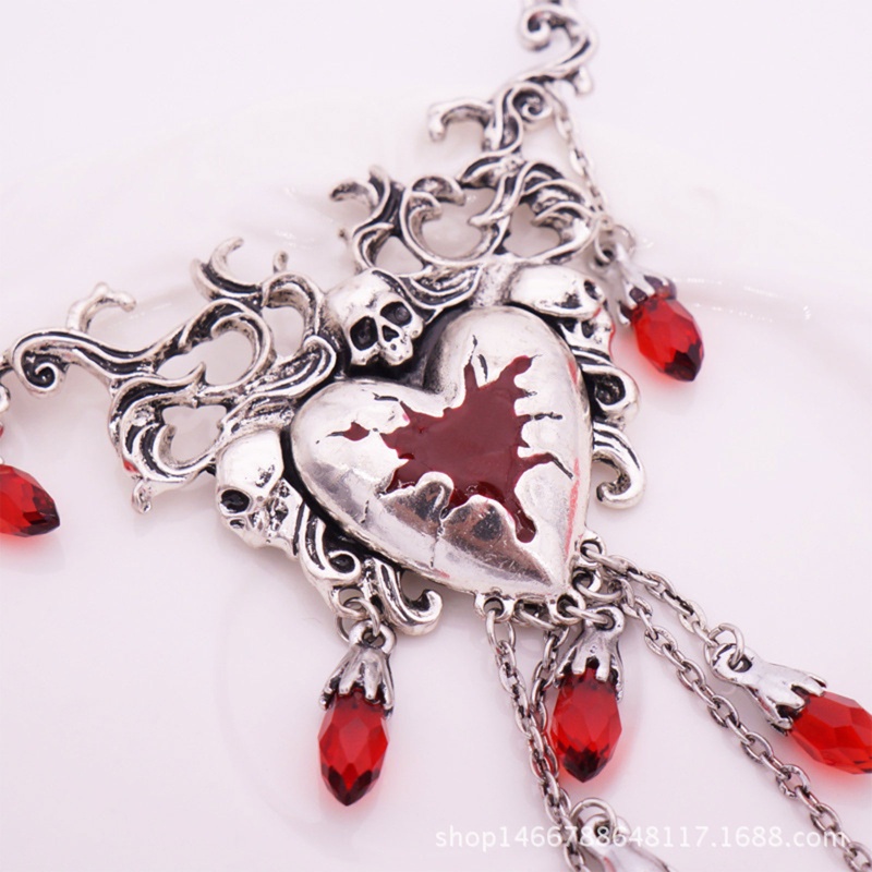 Vòng cổ Mặt Trái Tim Màu Sắc Đỏ Phong Cách Gothic
