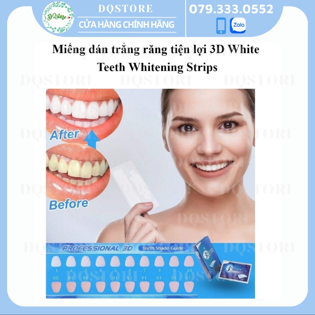 Miếng dán 3D White Teeth Whitening Strips làm trắng răng an toàn và chất lượng