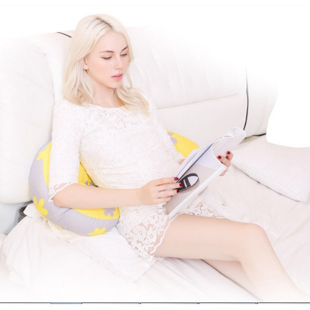 Gối cho bà bầu kích thước(76x40x22cm), vải 100% cotton, ruột bông nhân tạo (GẤU xám) tuan095