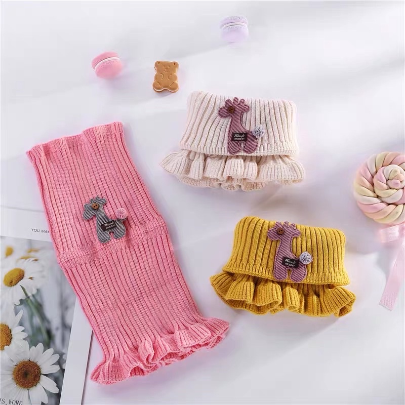 Khăn len ống cổ nhún hoạ tiết hình hươu cho bé 2-7 tuổi