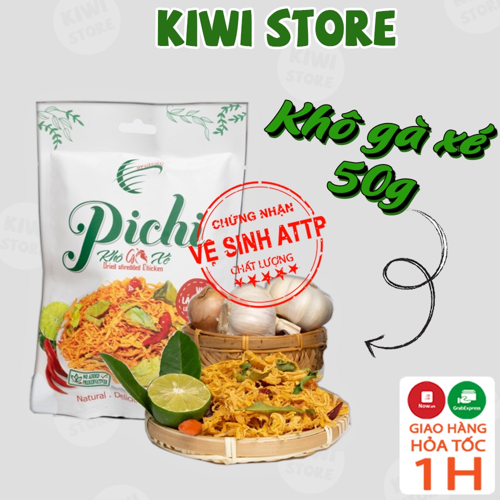 Khô gà xé cay Pichi vị truyền thống gói 50g sợi dai ngon đồ ăn vặt Kiwi Store