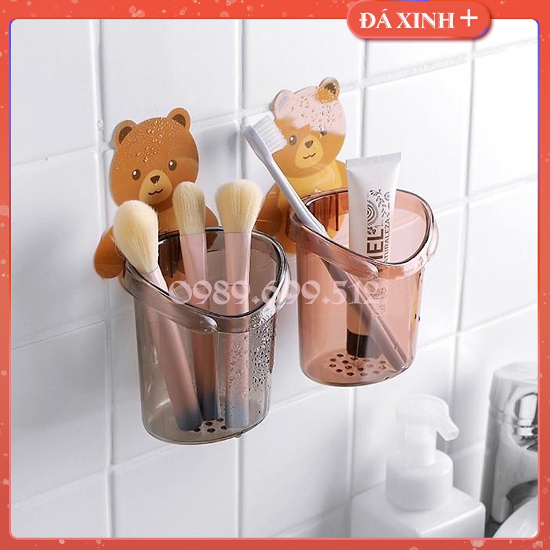 Cốc Gấu Đựng Bàn Chải - Kem Đánh Răng - Cốc Gấu Dán Tường Siêu Dính