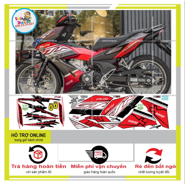 TEM RỜI WINNER X CHẾ DÁN XE ĐEN NHÁM -- SHIN DECAL 2
