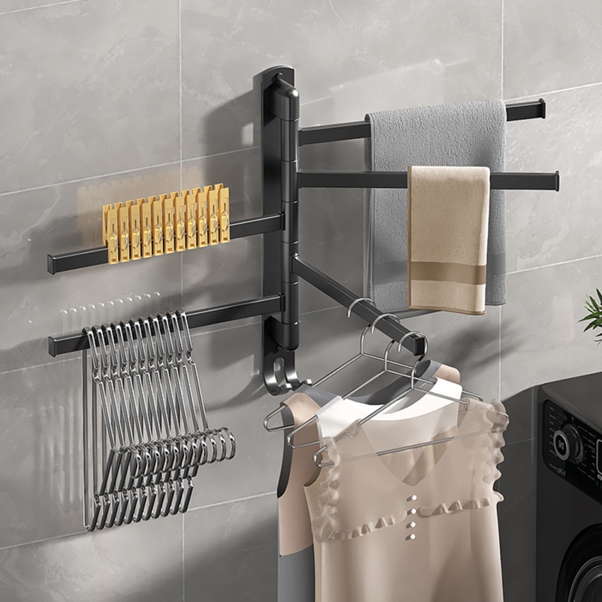 Giá Đỡ Treo Khăn Tắm / Đồ Dùng Nhà Bếp Bằng Inox 1 / 4 / 5 Thiết Kế Xoay Tròn Tiện Dụng