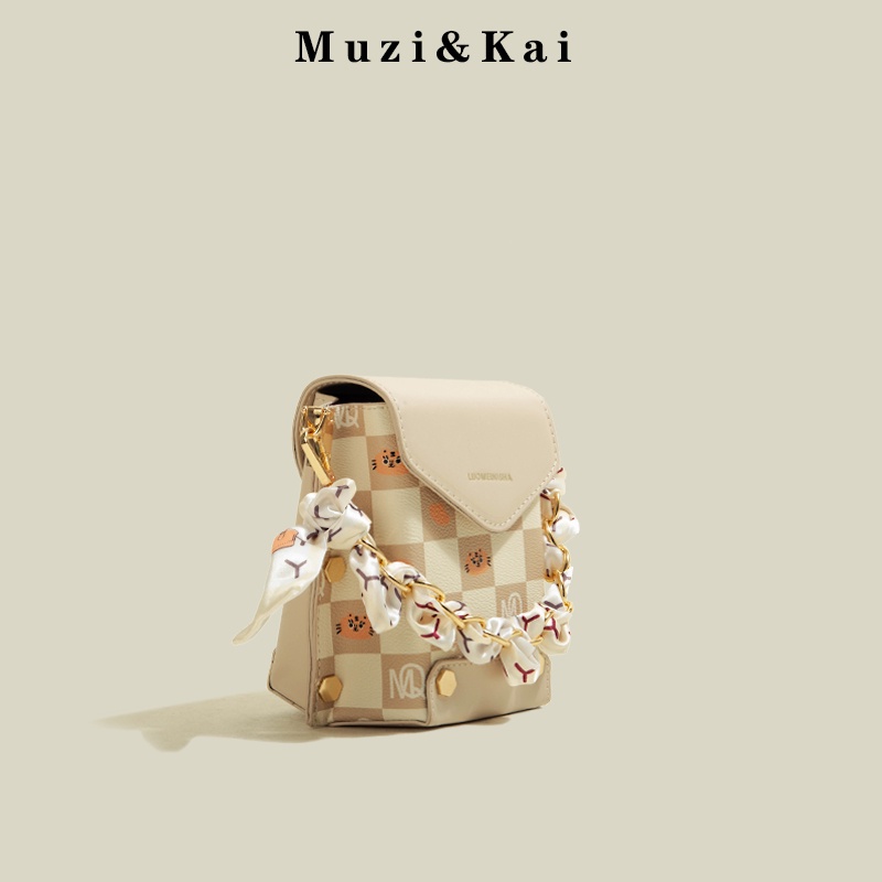 🌸Hàng Order🌸 Túi Xách Muzi&kai Chính Hãng Da Vân Họa Tiết Quai Da Đeo Dây Xích Quấn Nơ Sang Chảnh Nữ Tính 🌸 Quảng Châu