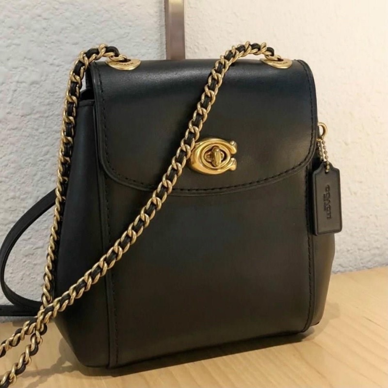 TNS - Balo mini 2 kiểu siêu trendy Parker convertible backpack-chất da cao cấp-tone màu đen classic da trơn