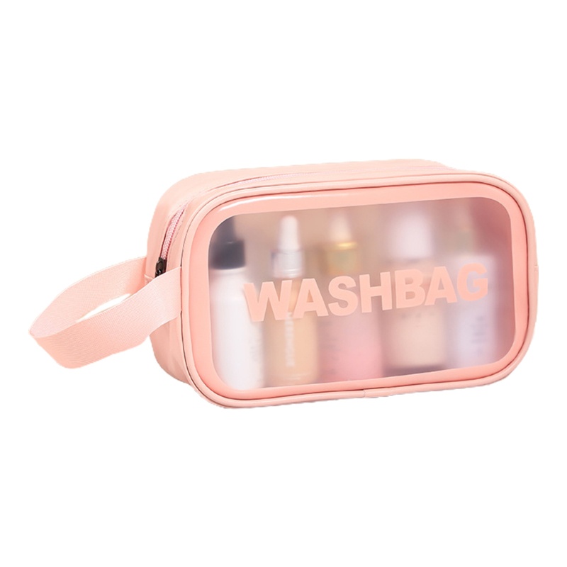Set 1 / 3 / 6 Túi Đựng Mỹ Phẩm Trong Suốt In Chữ Chống Thấm Nước Có Khóa Kéo Tiện Dụng Mang Theo Du Lịch