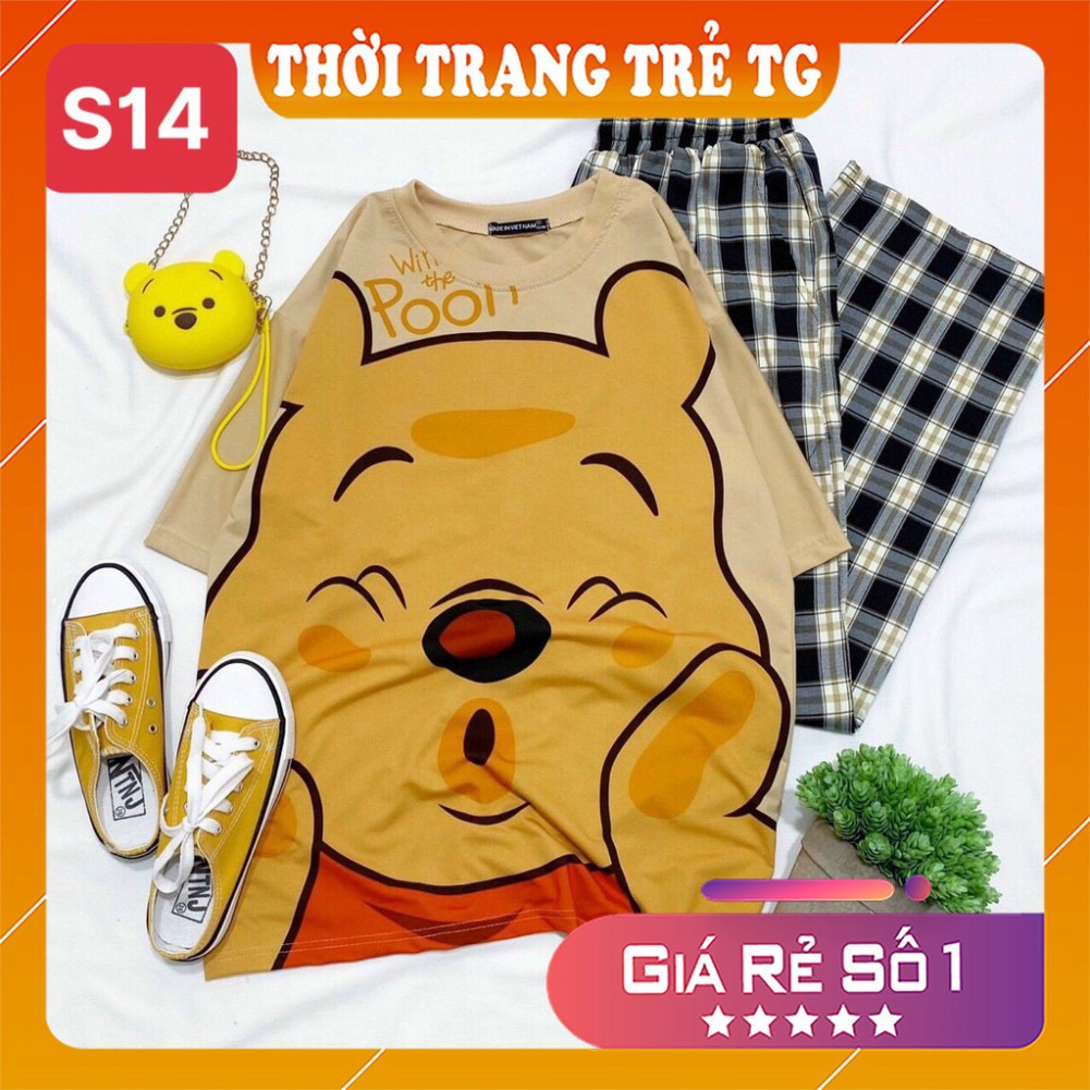 Đồ bộ nữ 𝑭𝒓𝒆𝒆𝒔𝒉𝒊𝒑 Set Đồ Bộ Quần Sọc Caro Ống Rộng S10 Hình Doraemon  Freesize Form Rộng Cực Thoáng Mát