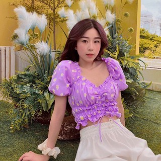 Áo croptop hoa cúc rút dây ngực tingoan YES BABY TOP/PP