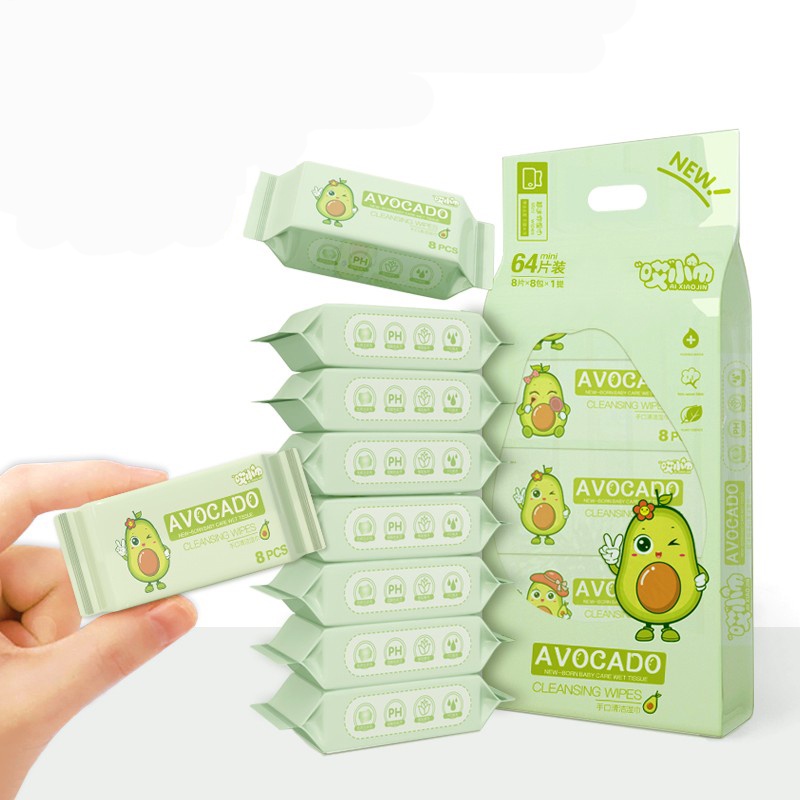 Túi 64 khăn ướt mini bỏ tủi tiện dụng - Khăn giấy ướt đa năng