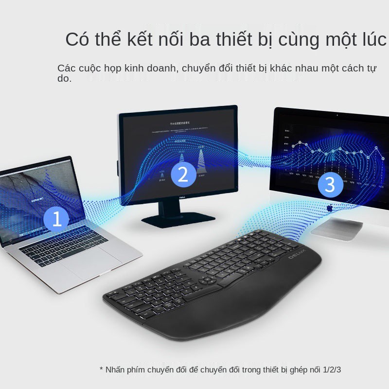 ♗Bàn phím công thái học đầy màu sắc thiết kế văn phòng không dây bluetooth bàn phím tắt tiếng chuyên dụng bàn phím đa ph