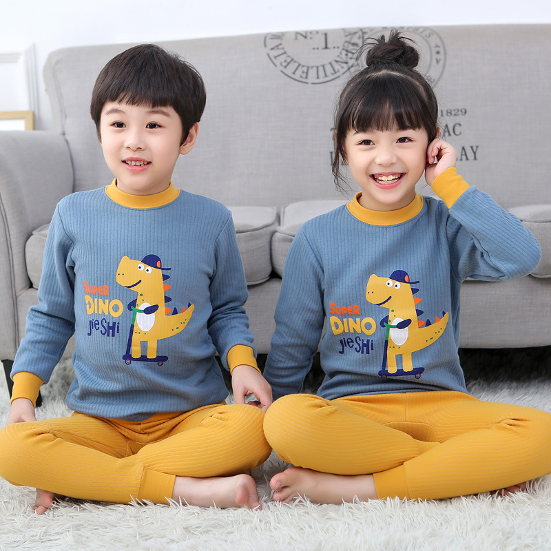 Bộ Đồ Ngủ Pijama Dài Tay Vải Cotton Dày Thời Trang Thu Đông 2021 Cho Bé