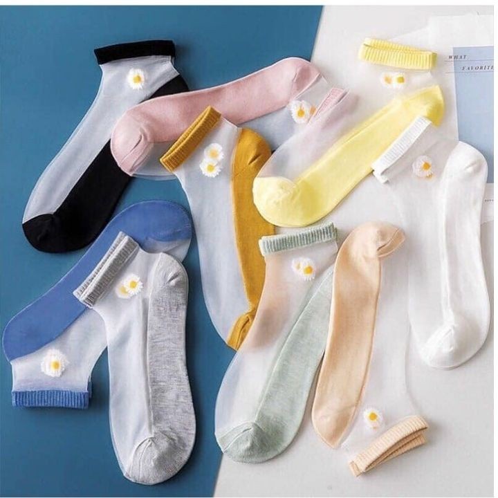 Vớ lưới thêu hoa cúc