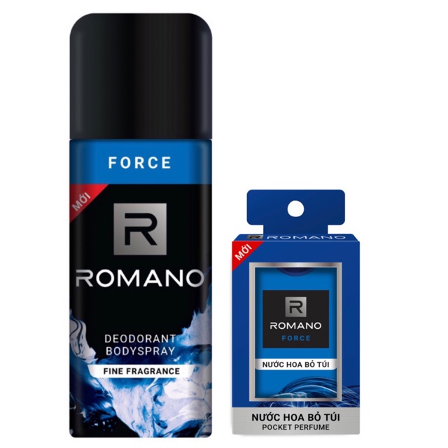 Combo xịt khử mùi toàn thân cho Nam Romano Force 150ml+Nước hoa bỏ túi Force 18ml | BigBuy360 - bigbuy360.vn