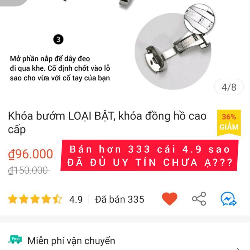 Khóa bướm CÓ VÂN LOẠI BẬT cao cấp Push Butterfly Clasp