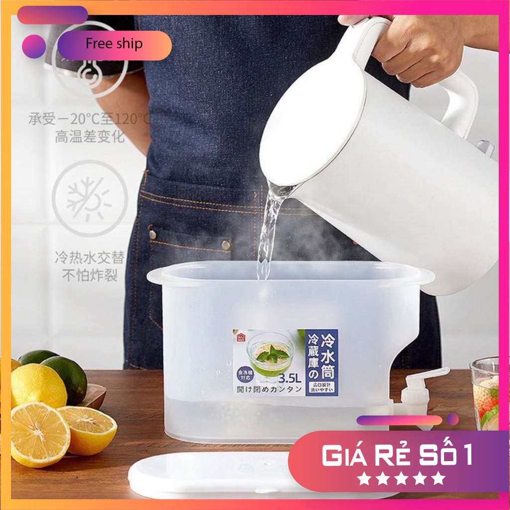 Bình Nước 3.5L Có Vòi Để Tủ Lạnh Cao Cấp, Đựng Nước Trà, Nước Trái Cây Tiện Lợi Đa Năng Ngăn Nắp