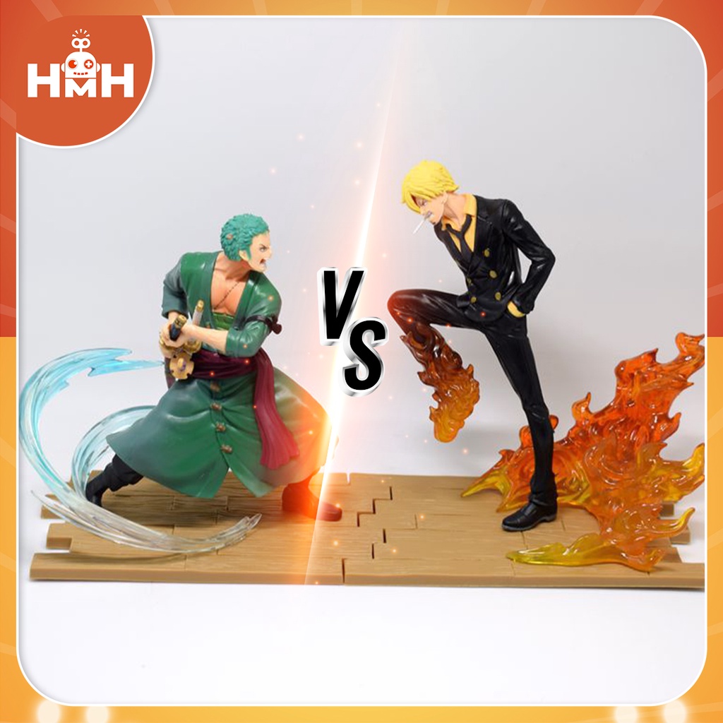 Mô hình One Piece Zoro vs Sanji ghép đế, Mô hình decor nhân vật Zoro và Sanji trang trí để bàn, Đồ chơi Vua Hải Tặc