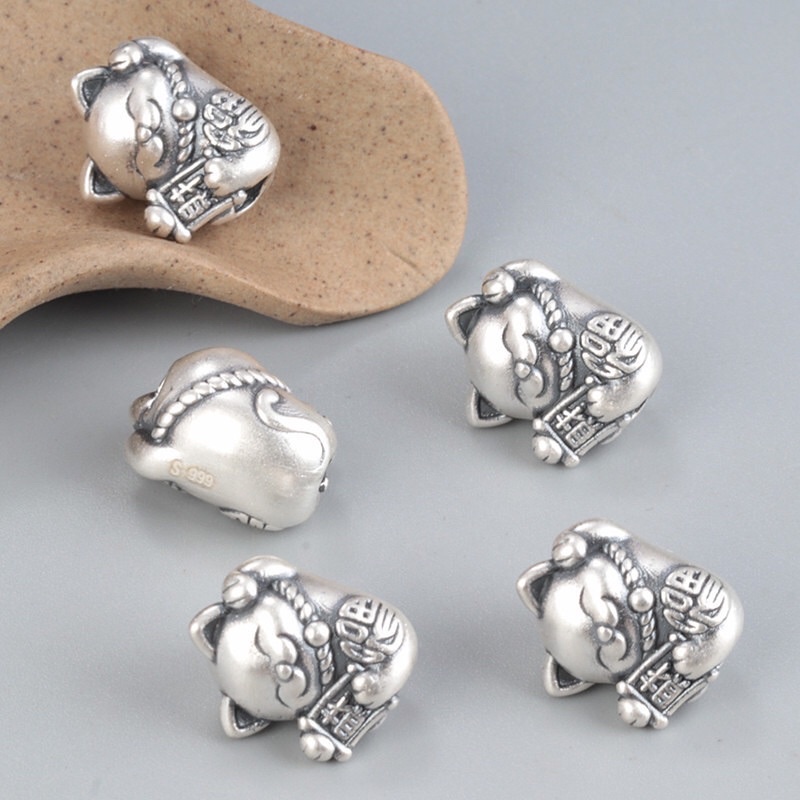 [S925] Charm bạc 3D mèo chiêu tài - MH770