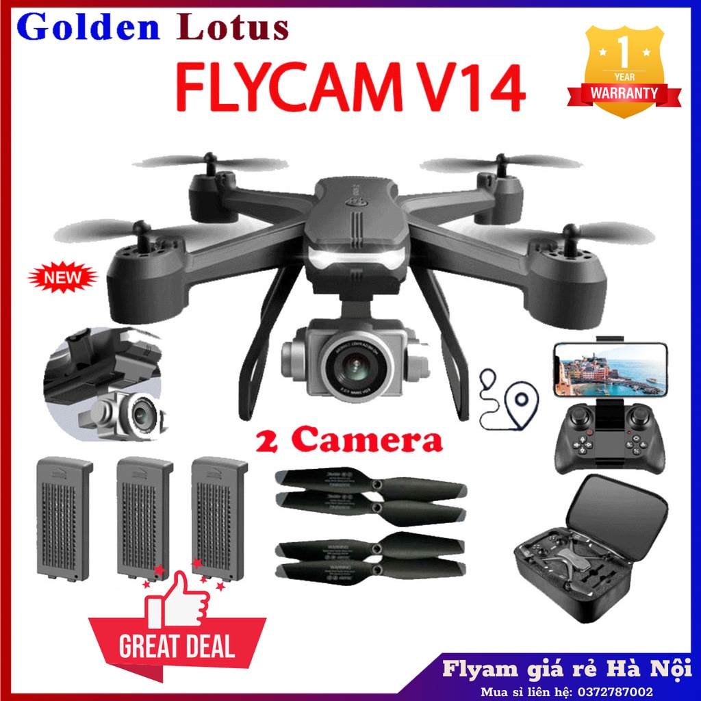 Flycam có camera khủng V14 Wise X mini trang bị 2 camera 1080P quay phim Full HD 2 CAMERA 2.4GHZ góc quay rộng 120 độ