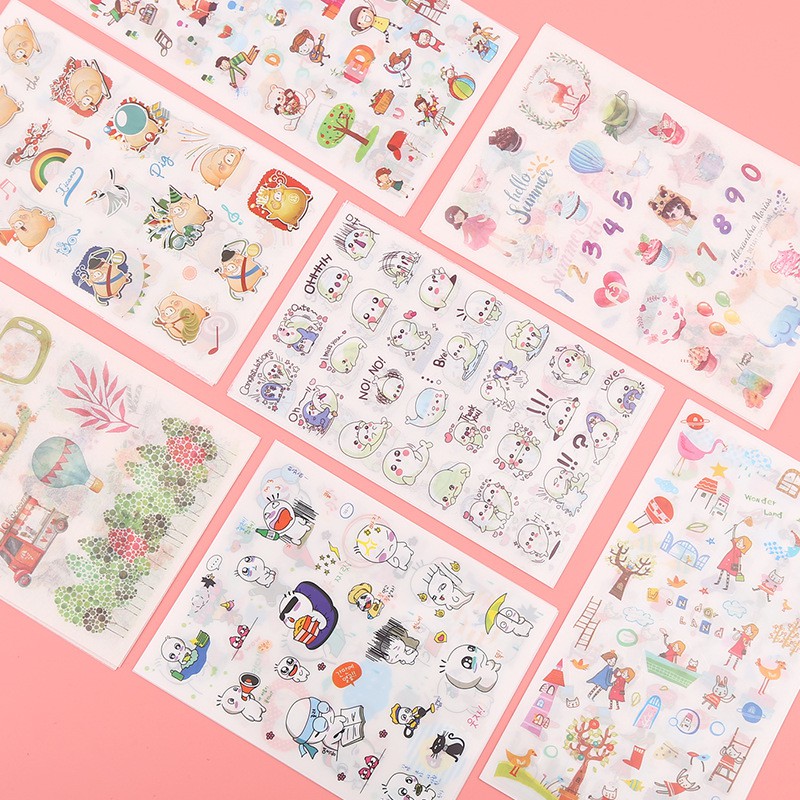 Sticker dán nhiều họa tiết hình ảnh dễ thương (12 Trang - Mỗi trang với kiểu khác nhau)