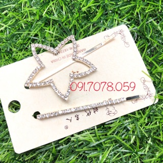 Set 2 kẹp mái đính đá nhân tạo