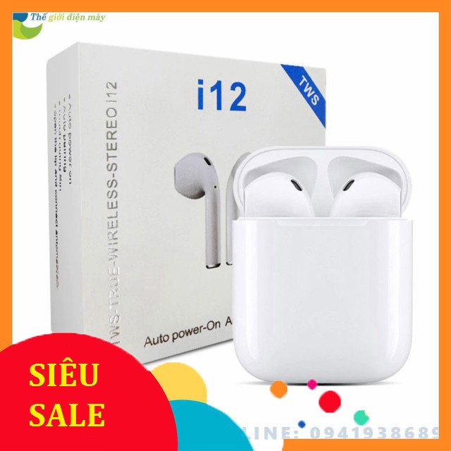 [SiêuRẻ] Tai nghe bluetooth I12 TWS - Bảo hành 6 tháng - Shop Thế giới điện máy .