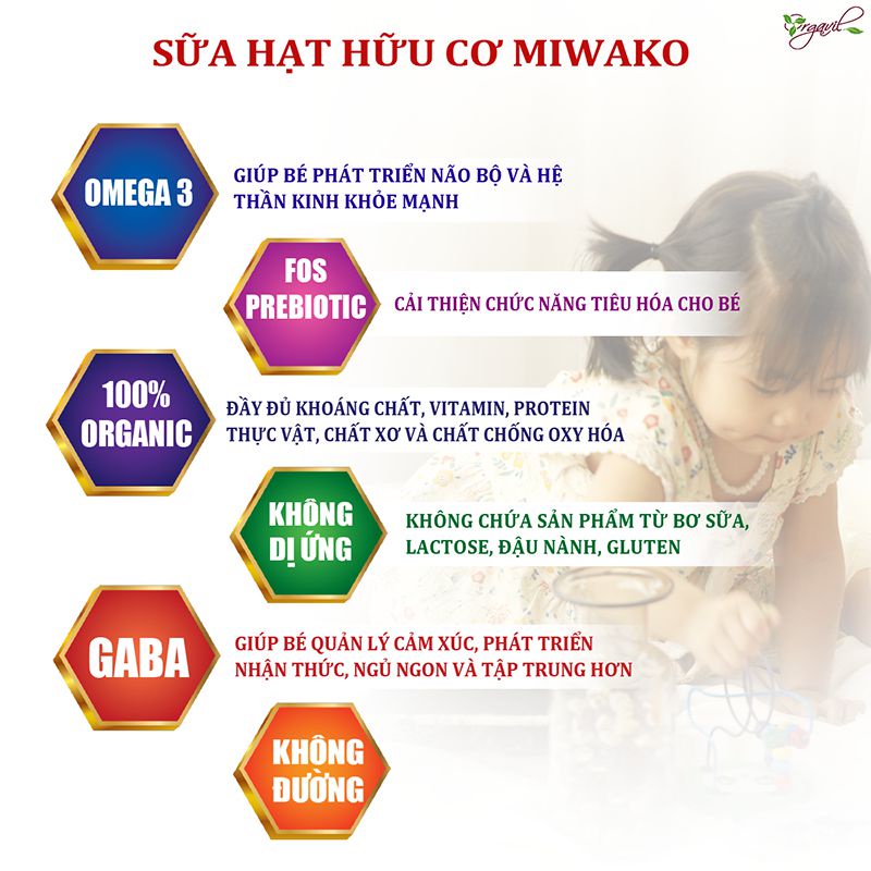 Sữa hạt thực vật hữu cơ Miwakoko vị cacao Gói 30g x 3 gói ( 90g ) - Miwako Official Store