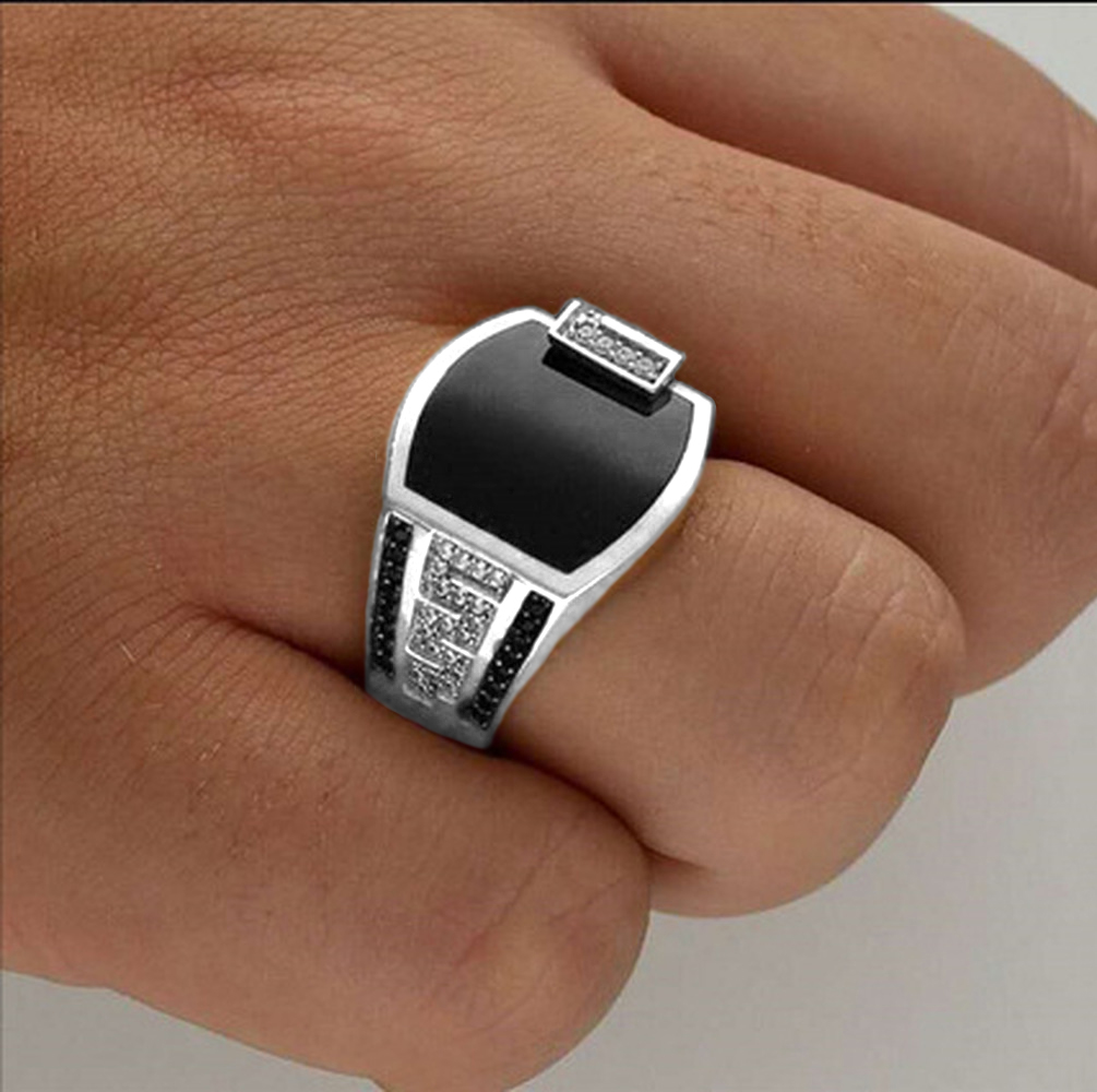 Nhẫn Thép Titan Mạ Vàng / Bạc Tráng Men Phong Cách Punk Thời Trang Cho Nam Giới