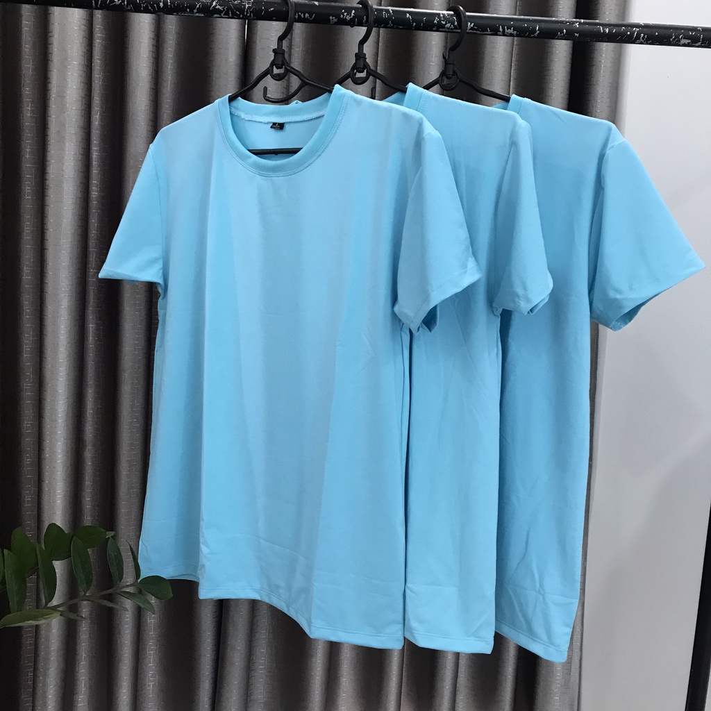 Áo Thun Trơn Màu Xanh Ngọc Ảnh Chụp Thật Ngắn Tay Cổ Tròn Form Vừa Unisex Dùng Chung Cho Nam Và Nữ