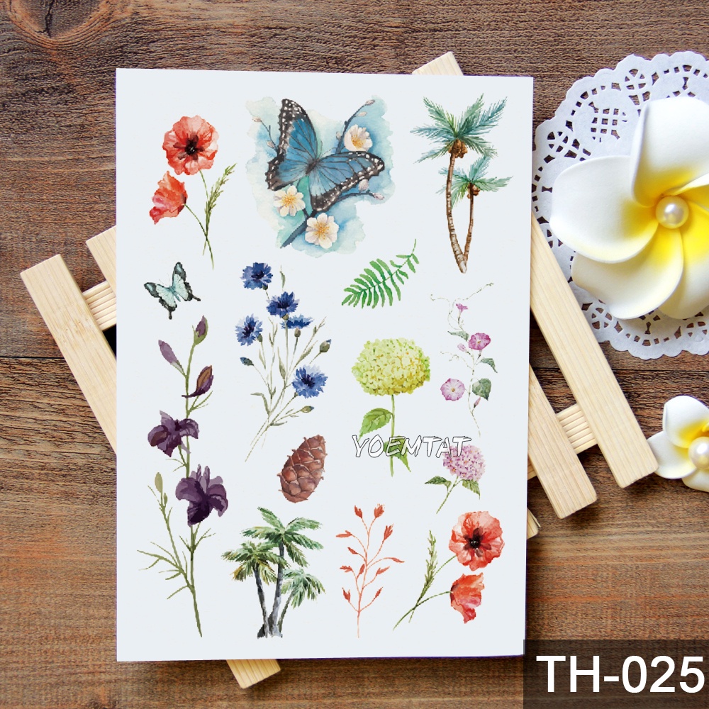 Hình Xăm Dán Tạm Thời Họa Tiết Lá Hoa Chống Thấm Nước Cho Nam Và Nữ